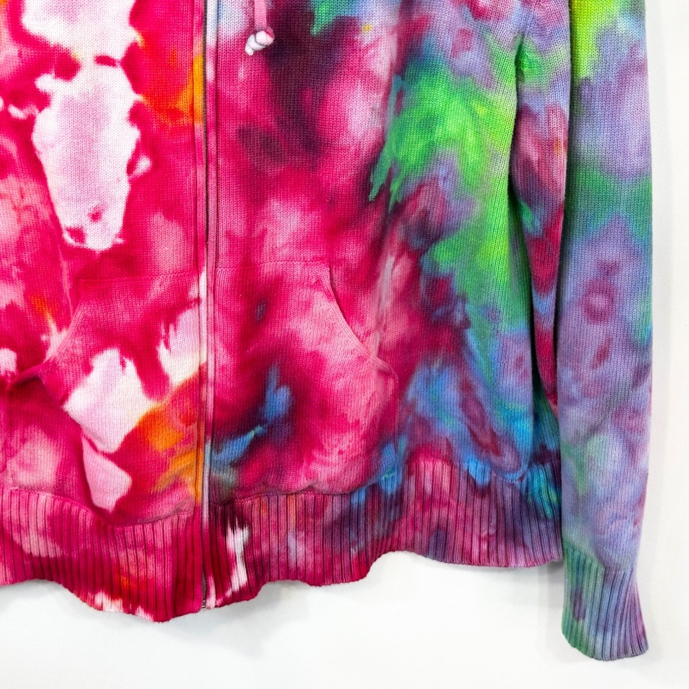 NorthStyle XL Jacket Handmade Tie Dye Cotton Knit Zip Up Hoodie Rainbow 1742 - Picture 7 of 12
